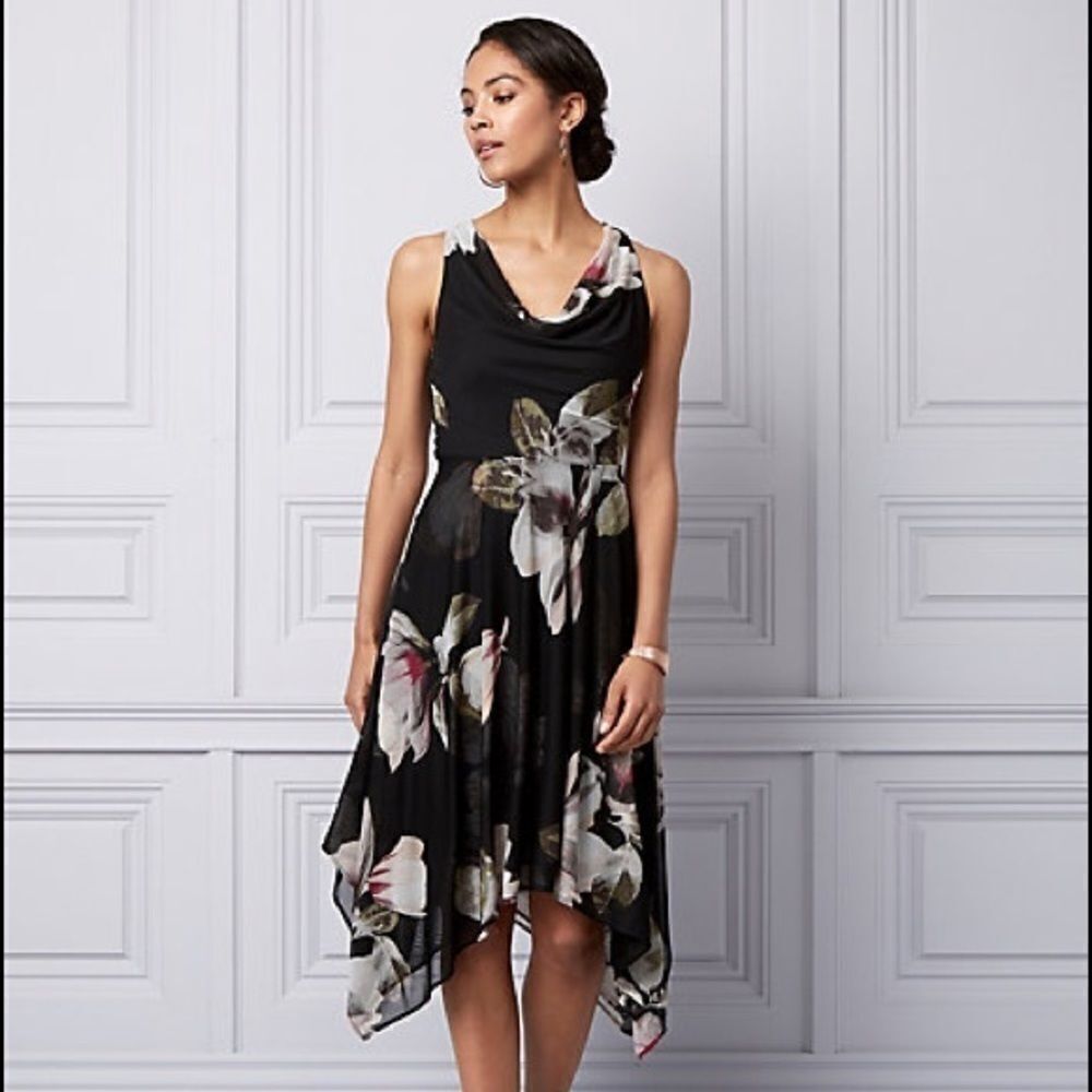 Le Chateau Floral Print Knit Cowl Neck Dress Size XXS